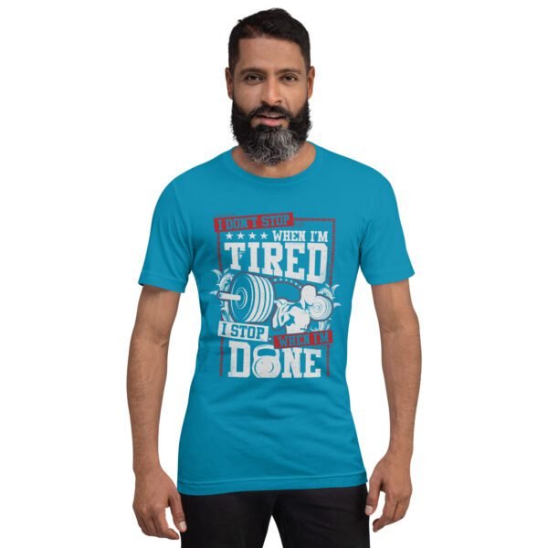 Resilience Slogan Shirt - I Stop When I'm Done | Fitness T-Shirts in Aqua, Black Heather, Leaf, Maroon, Navy, Orange, Oxblood Black, Pebble, True Royal | Sizes S-4XL - Image 21