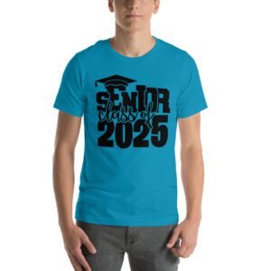 Senior Pride Shirt Class of 2025 in Aqua, Ash, Citron, Heather Mint, Heather Prism Ice Blue, Kelly, Olive, Red, White - Available in 2XL, 3XL, 4XL, L, M, S, XL - 100% Cotton - Lightweight & Comfortable - Perfect for Seniors - On-Demand Production - Reduce Overproduction - Ideal for Senior Pride - T-Shirts for Seniors