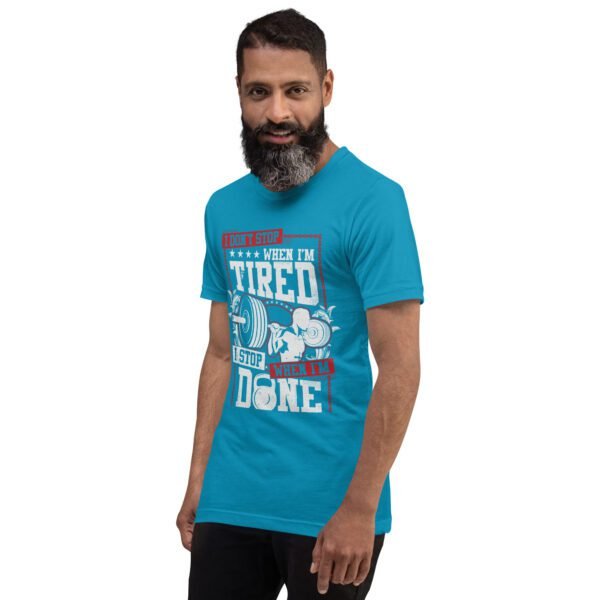 Resilience Slogan Shirt - I Stop When I'm Done | Fitness T-Shirts in Aqua, Black Heather, Leaf, Maroon, Navy, Orange, Oxblood Black, Pebble, True Royal | Sizes S-4XL - Image 23
