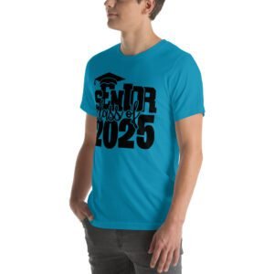 Senior Pride Shirt Class of 2025 in Aqua, Ash, Citron, Heather Mint, Heather Prism Ice Blue, Kelly, Olive, Red, White - Available in 2XL, 3XL, 4XL, L, M, S, XL - 100% Cotton - Lightweight & Comfortable - Perfect for Seniors - On-Demand Production - Reduce Overproduction - Ideal for Senior Pride - T-Shirts for Seniors
