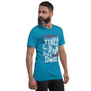 Resilience Slogan Shirt - I Stop When I'm Done | Fitness T-Shirts in Aqua, Black Heather, Leaf, Maroon, Navy, Orange, Oxblood Black, Pebble, True Royal | Sizes S-4XL