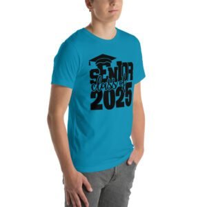 Senior Pride Shirt Class of 2025 in Aqua, Ash, Citron, Heather Mint, Heather Prism Ice Blue, Kelly, Olive, Red, White - Available in 2XL, 3XL, 4XL, L, M, S, XL - 100% Cotton - Lightweight & Comfortable - Perfect for Seniors - On-Demand Production - Reduce Overproduction - Ideal for Senior Pride - T-Shirts for Seniors