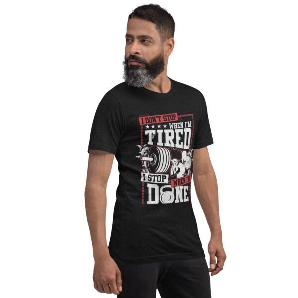 Resilience Slogan Shirt - I Stop When I'm Done | Fitness T-Shirts in Aqua, Black Heather, Leaf, Maroon, Navy, Orange, Oxblood Black, Pebble, True Royal | Sizes S-4XL - Image 4