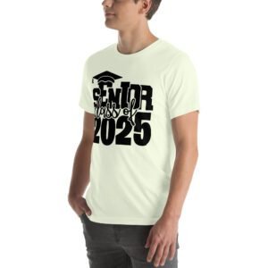 Senior Pride Shirt Class of 2025 in Aqua, Ash, Citron, Heather Mint, Heather Prism Ice Blue, Kelly, Olive, Red, White - Available in 2XL, 3XL, 4XL, L, M, S, XL - 100% Cotton - Lightweight & Comfortable - Perfect for Seniors - On-Demand Production - Reduce Overproduction - Ideal for Senior Pride - T-Shirts for Seniors