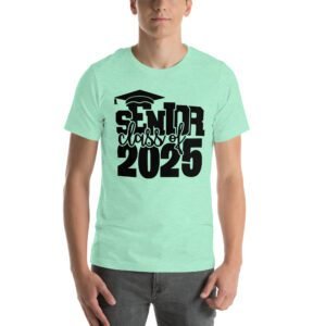 Senior Pride Shirt Class of 2025 in Aqua, Ash, Citron, Heather Mint, Heather Prism Ice Blue, Kelly, Olive, Red, White - Available in 2XL, 3XL, 4XL, L, M, S, XL - 100% Cotton - Lightweight & Comfortable - Perfect for Seniors - On-Demand Production - Reduce Overproduction - Ideal for Senior Pride - T-Shirts for Seniors