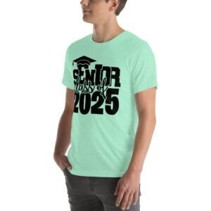 Senior Pride Shirt Class of 2025 in Aqua, Ash, Citron, Heather Mint, Heather Prism Ice Blue, Kelly, Olive, Red, White - Available in 2XL, 3XL, 4XL, L, M, S, XL - 100% Cotton - Lightweight & Comfortable - Perfect for Seniors - On-Demand Production - Reduce Overproduction - Ideal for Senior Pride - T-Shirts for Seniors