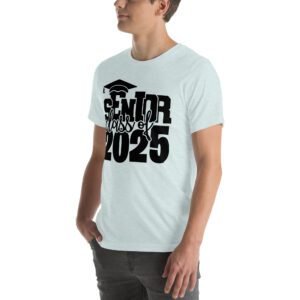 Senior Pride Shirt Class of 2025 in Aqua, Ash, Citron, Heather Mint, Heather Prism Ice Blue, Kelly, Olive, Red, White - Available in 2XL, 3XL, 4XL, L, M, S, XL - 100% Cotton - Lightweight & Comfortable - Perfect for Seniors - On-Demand Production - Reduce Overproduction - Ideal for Senior Pride - T-Shirts for Seniors