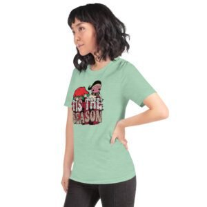 Festive Holiday Shirt in Athletic Heather, Black, Mint, Red, Toast, White - XS-4XL - 100% Cotton - Holiday T-Shirt for Men and Women