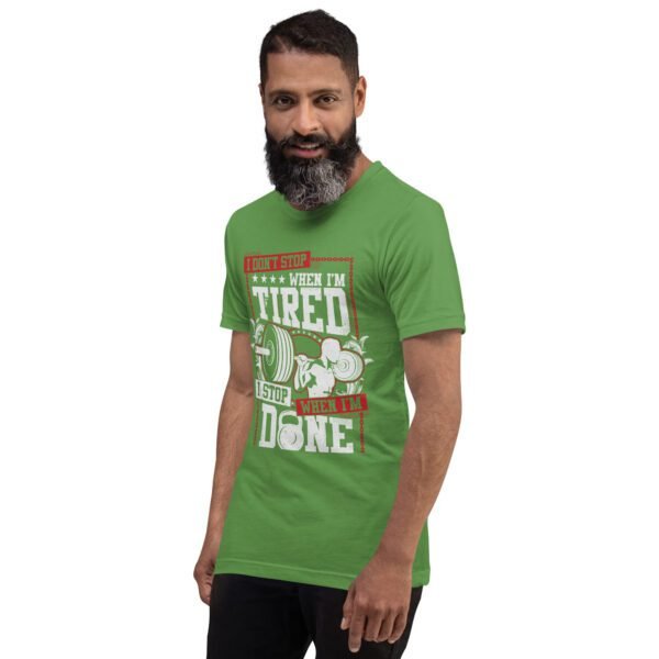 Resilience Slogan Shirt - I Stop When I'm Done | Fitness T-Shirts in Aqua, Black Heather, Leaf, Maroon, Navy, Orange, Oxblood Black, Pebble, True Royal | Sizes S-4XL - Image 27