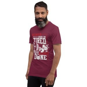 Resilience Slogan Shirt - I Stop When I'm Done | Fitness T-Shirts in Aqua, Black Heather, Leaf, Maroon, Navy, Orange, Oxblood Black, Pebble, True Royal | Sizes S-4XL