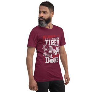 Resilience Slogan Shirt - I Stop When I'm Done | Fitness T-Shirts in Aqua, Black Heather, Leaf, Maroon, Navy, Orange, Oxblood Black, Pebble, True Royal | Sizes S-4XL