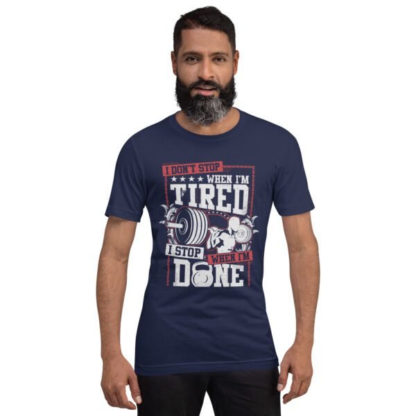 Resilience Slogan Shirt - I Stop When I'm Done | Fitness T-Shirts in Aqua, Black Heather, Leaf, Maroon, Navy, Orange, Oxblood Black, Pebble, True Royal | Sizes S-4XL - Image 9