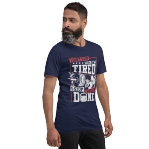 Resilience Slogan Shirt - I Stop When I'm Done | Fitness T-Shirts in Aqua, Black Heather, Leaf, Maroon, Navy, Orange, Oxblood Black, Pebble, True Royal | Sizes S-4XL