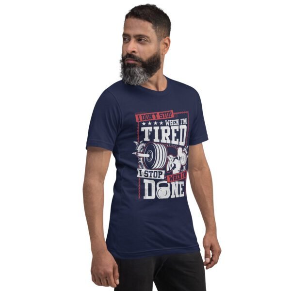 Resilience Slogan Shirt - I Stop When I'm Done | Fitness T-Shirts in Aqua, Black Heather, Leaf, Maroon, Navy, Orange, Oxblood Black, Pebble, True Royal | Sizes S-4XL - Image 12