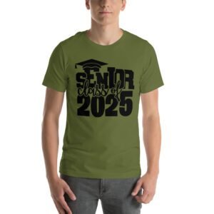 Senior Pride Shirt Class of 2025 in Aqua, Ash, Citron, Heather Mint, Heather Prism Ice Blue, Kelly, Olive, Red, White - Available in 2XL, 3XL, 4XL, L, M, S, XL - 100% Cotton - Lightweight & Comfortable - Perfect for Seniors - On-Demand Production - Reduce Overproduction - Ideal for Senior Pride - T-Shirts for Seniors