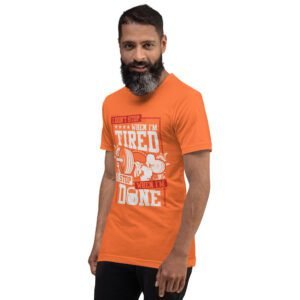 Resilience Slogan Shirt - I Stop When I'm Done | Fitness T-Shirts in Aqua, Black Heather, Leaf, Maroon, Navy, Orange, Oxblood Black, Pebble, True Royal | Sizes S-4XL