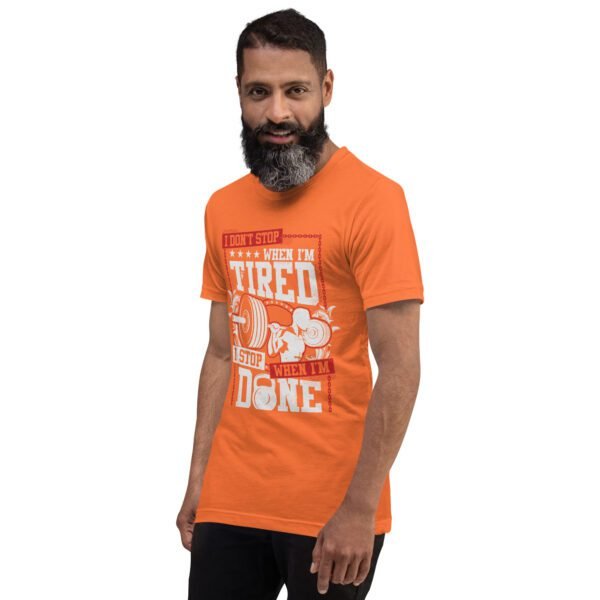 Resilience Slogan Shirt - I Stop When I'm Done | Fitness T-Shirts in Aqua, Black Heather, Leaf, Maroon, Navy, Orange, Oxblood Black, Pebble, True Royal | Sizes S-4XL - Image 35
