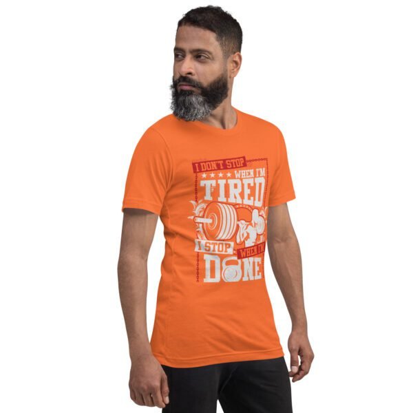 Resilience Slogan Shirt - I Stop When I'm Done | Fitness T-Shirts in Aqua, Black Heather, Leaf, Maroon, Navy, Orange, Oxblood Black, Pebble, True Royal | Sizes S-4XL - Image 36