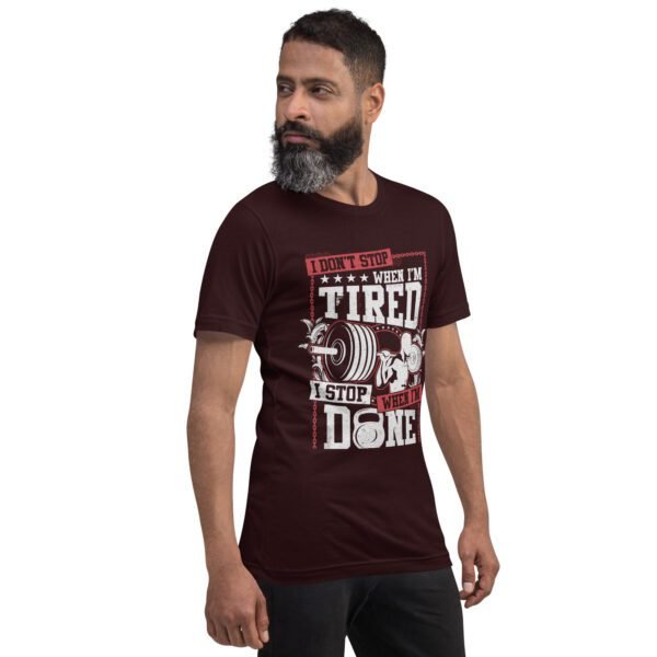 Resilience Slogan Shirt - I Stop When I'm Done | Fitness T-Shirts in Aqua, Black Heather, Leaf, Maroon, Navy, Orange, Oxblood Black, Pebble, True Royal | Sizes S-4XL - Image 8