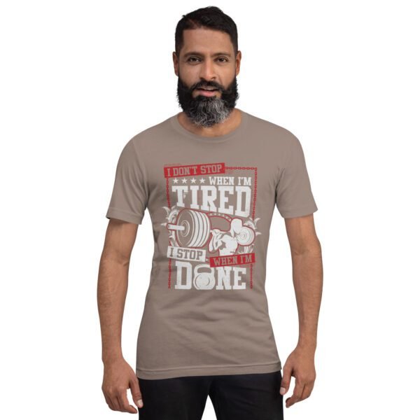 Resilience Slogan Shirt - I Stop When I'm Done | Fitness T-Shirts in Aqua, Black Heather, Leaf, Maroon, Navy, Orange, Oxblood Black, Pebble, True Royal | Sizes S-4XL - Image 29