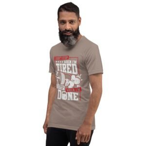 Resilience Slogan Shirt - I Stop When I'm Done | Fitness T-Shirts in Aqua, Black Heather, Leaf, Maroon, Navy, Orange, Oxblood Black, Pebble, True Royal | Sizes S-4XL