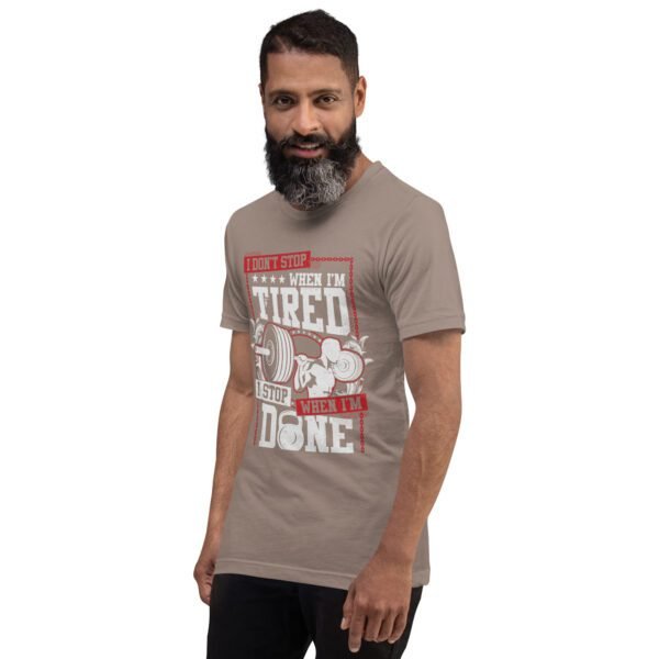 Resilience Slogan Shirt - I Stop When I'm Done | Fitness T-Shirts in Aqua, Black Heather, Leaf, Maroon, Navy, Orange, Oxblood Black, Pebble, True Royal | Sizes S-4XL - Image 31