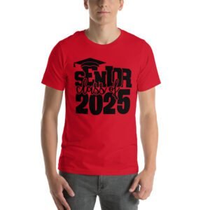 Senior Pride Shirt Class of 2025 in Aqua, Ash, Citron, Heather Mint, Heather Prism Ice Blue, Kelly, Olive, Red, White - Available in 2XL, 3XL, 4XL, L, M, S, XL - 100% Cotton - Lightweight & Comfortable - Perfect for Seniors - On-Demand Production - Reduce Overproduction - Ideal for Senior Pride - T-Shirts for Seniors