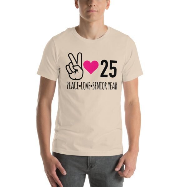 Senior Year Celebration T-Shirt 2025 - Peace Love Senior Year - Available in Multiple Colors and Sizes - 100% Combed Cotton - Lightweight and Comfortable - Perfect for Seniors - On-Demand Production - Reduce Overproduction - Ideal for Senior Year Celebrations - Great for Graduation - Shop Now! - Image 13