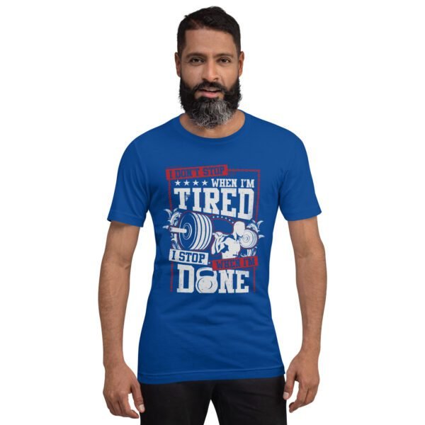 Resilience Slogan Shirt - I Stop When I'm Done | Fitness T-Shirts in Aqua, Black Heather, Leaf, Maroon, Navy, Orange, Oxblood Black, Pebble, True Royal | Sizes S-4XL - Image 17