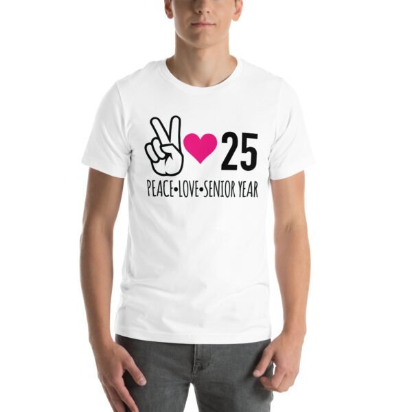 Senior Year Celebration T-Shirt 2025 - Peace Love Senior Year - Available in Multiple Colors and Sizes - 100% Combed Cotton - Lightweight and Comfortable - Perfect for Seniors - On-Demand Production - Reduce Overproduction - Ideal for Senior Year Celebrations - Great for Graduation - Shop Now! - Image 49
