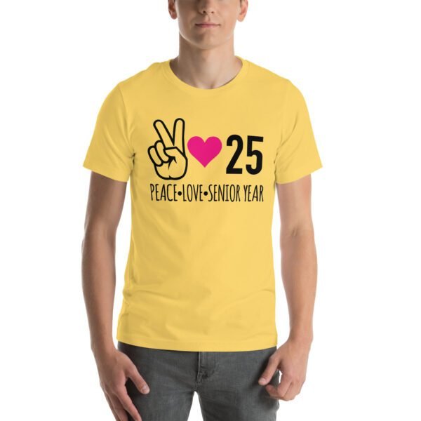 Senior Year Celebration T-Shirt 2025 - Peace Love Senior Year - Available in Multiple Colors and Sizes - 100% Combed Cotton - Lightweight and Comfortable - Perfect for Seniors - On-Demand Production - Reduce Overproduction - Ideal for Senior Year Celebrations - Great for Graduation - Shop Now! - Image 19