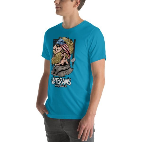 Veterans Never Give Up Tee-Shirt in Aqua, Berry, Gold - Patriotic Apparel for Heroes - Image 22