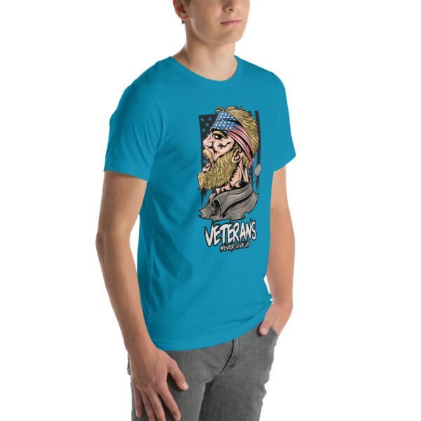 Veterans Never Give Up Tee-Shirt in Aqua, Berry, Gold - Patriotic Apparel for Heroes - Image 24