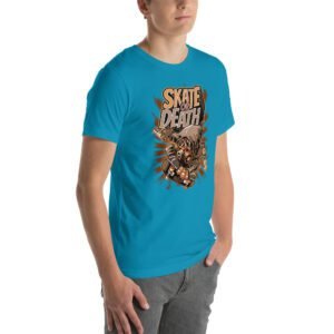 Skate or Death Thrill-Seeker Graphic Tee in Aqua, Ash, Black, Cardinal, Citron, Forest, Leaf, Olive, Red, True Royal, White – Sizes S-4XL – Urban Life T-Shirt
