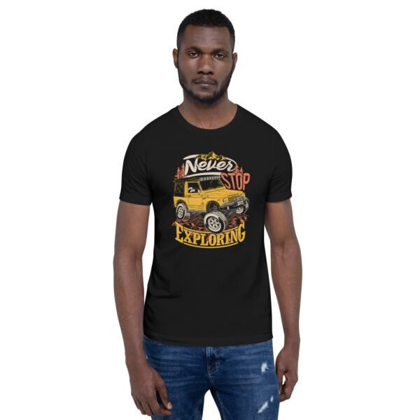 Explore in Style with Never STOP XPLORING Explorer’s T-Shirt in Black, Heather Midnight Navy, Red, Tan, Toast - XS to 4XL - 100% Cotton - Lightweight - Image 8