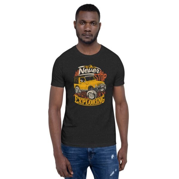 Explore in Style with Never STOP XPLORING Explorer’s T-Shirt in Black, Heather Midnight Navy, Red, Tan, Toast - XS to 4XL - 100% Cotton - Lightweight - Image 2