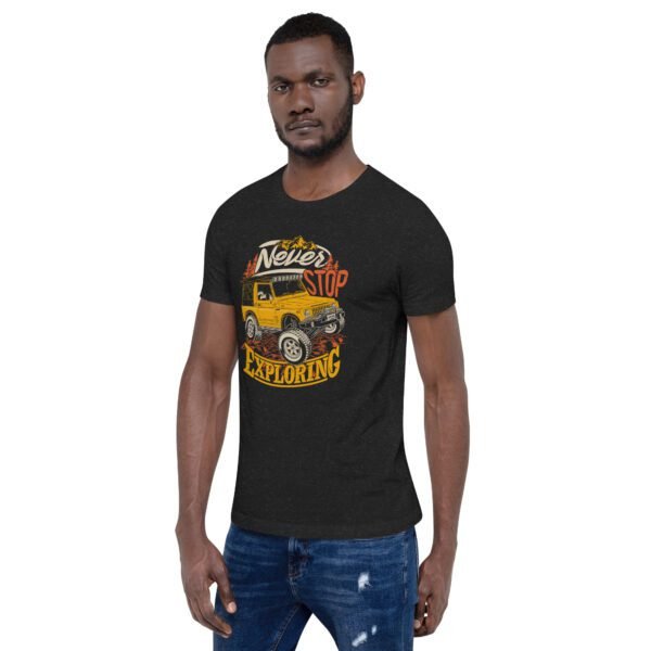 Explore in Style with Never STOP XPLORING Explorer’s T-Shirt in Black, Heather Midnight Navy, Red, Tan, Toast - XS to 4XL - 100% Cotton - Lightweight - Image 3