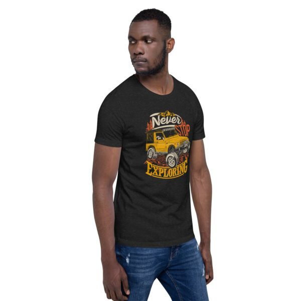 Explore in Style with Never STOP XPLORING Explorer’s T-Shirt in Black, Heather Midnight Navy, Red, Tan, Toast - XS to 4XL - 100% Cotton - Lightweight - Image 4