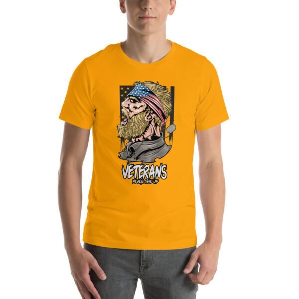 Veterans Never Give Up Tee-Shirt in Aqua, Berry, Gold - Patriotic Apparel for Heroes - Image 31