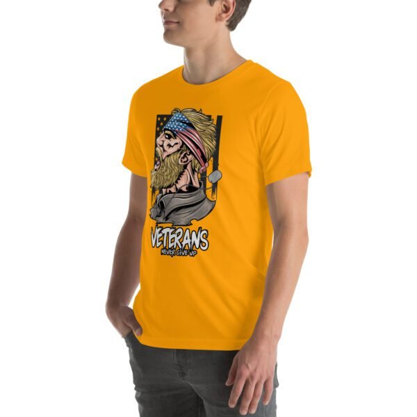 Veterans Never Give Up Tee-Shirt in Aqua, Berry, Gold - Patriotic Apparel for Heroes - Image 34