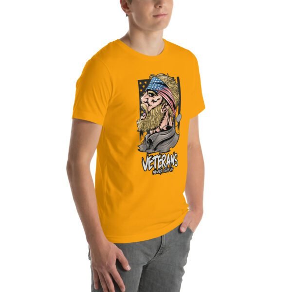 Veterans Never Give Up Tee-Shirt in Aqua, Berry, Gold - Patriotic Apparel for Heroes - Image 36