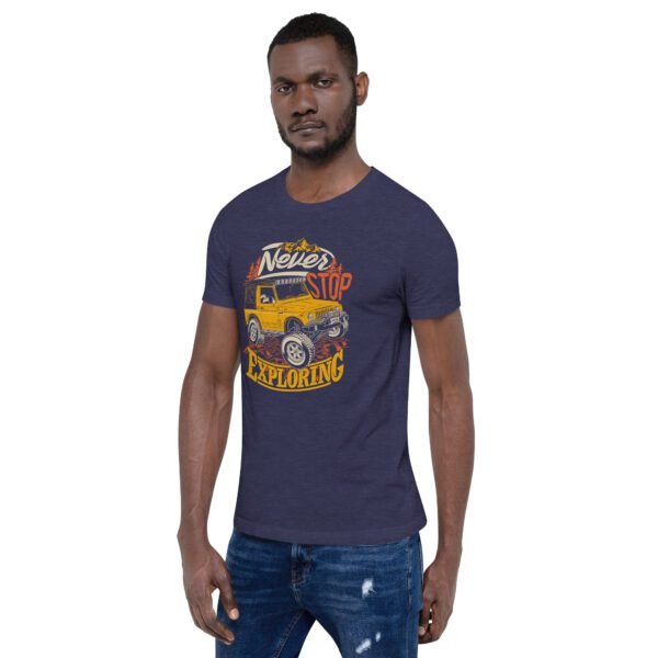 Explore in Style with Never STOP XPLORING Explorer’s T-Shirt in Black, Heather Midnight Navy, Red, Tan, Toast - XS to 4XL - 100% Cotton - Lightweight - Image 14