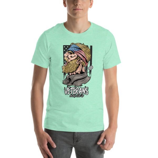 Veterans Never Give Up Tee-Shirt in Aqua, Berry, Gold - Patriotic Apparel for Heroes - Image 61
