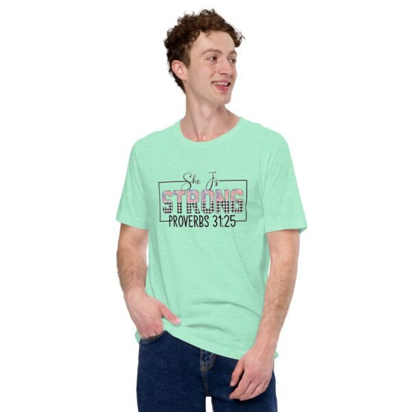 She Is Strong Statement Shirt in Heather Deep Teal, Mint, Raspberry | Sizes S-4XL | 100% Cotton | Spiritual T-Shirt - Image 33