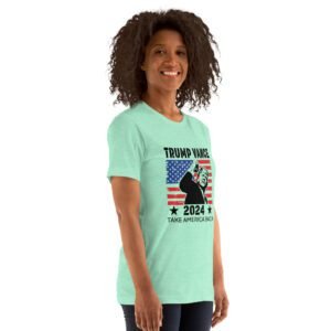 TRUMP VANCE 2024 Take America Back Campaign Tee-Shirt in Gold, Heather Mint, Kelly, Ocean Blue, Pebble, Pink, Steel Blue, Tan, Toast, White – Sizes S-4XL – 100% Cotton – Donald, Elections, T-Shirts