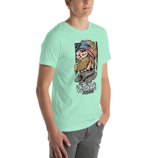 Veterans Never Give Up Tee-Shirt in Aqua, Berry, Gold - Patriotic Apparel for Heroes - Image 66