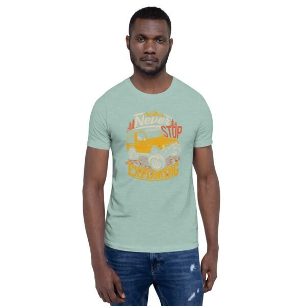 Explore in Style with Never STOP XPLORING Explorer’s T-Shirt in Black, Heather Midnight Navy, Red, Tan, Toast - XS to 4XL - 100% Cotton - Lightweight - Image 43