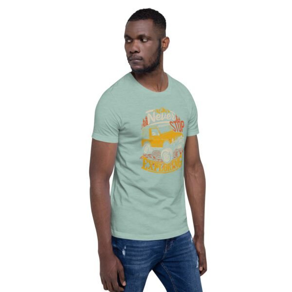 Explore in Style with Never STOP XPLORING Explorer’s T-Shirt in Black, Heather Midnight Navy, Red, Tan, Toast - XS to 4XL - 100% Cotton - Lightweight - Image 45