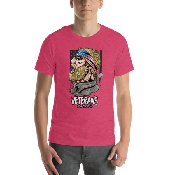 Veterans Never Give Up Tee-Shirt in Aqua, Berry, Gold - Patriotic Apparel for Heroes - Image 13