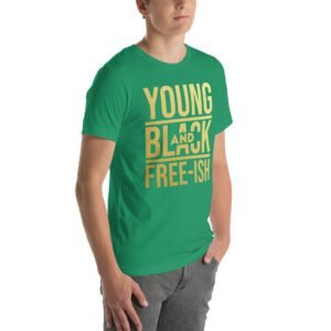 Young and Black Free – ISH Inspirational Heritage Tee in Berry, Black, Heather Mint, Navy, Red, True Royal | Sizes S-4XL | 100% Cotton | Lightweight and Comfortable | Made on Demand | Perfect for Inspiration and T-Shirts